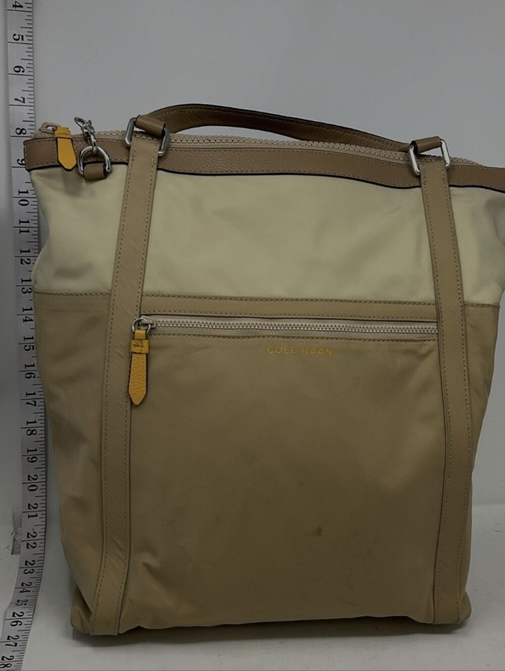 Rare Cole Haan Grandseries Convertible Commuter Tote with Yellow Accents
